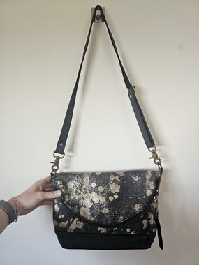 Black & Gold Splatter Convertible Crossbody Bag